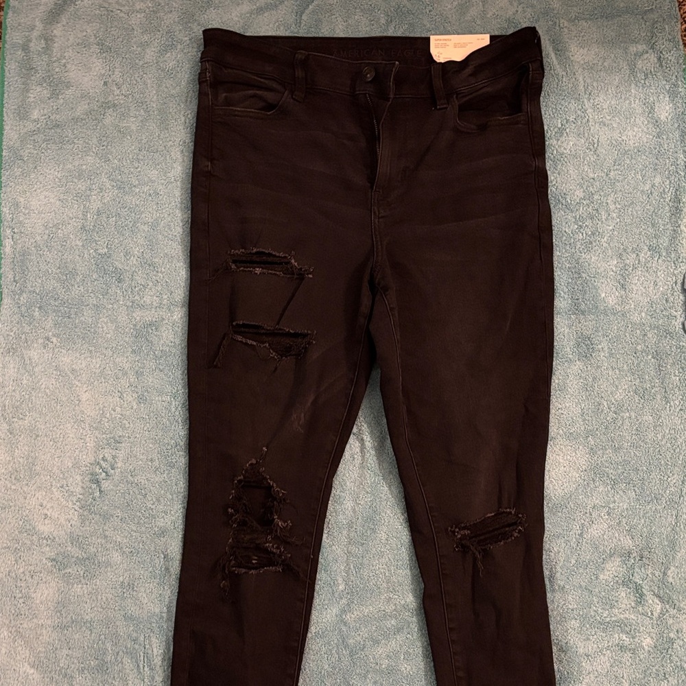 American Eagle Outfitters Black Distressed Skinny Jeans